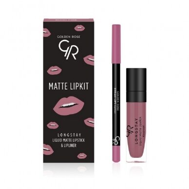 Golden Rose | Matte Lip Kit | Matinių lūpų dažų rinkinys Blush Pink 7.1ml